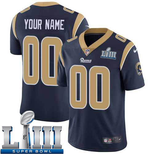 Custom Men Los Angeles Rams Navy Player Limited Vapor Untouchable 2019 Super Bowl LIII NFL Jerseys->los angeles rams->NFL Jersey